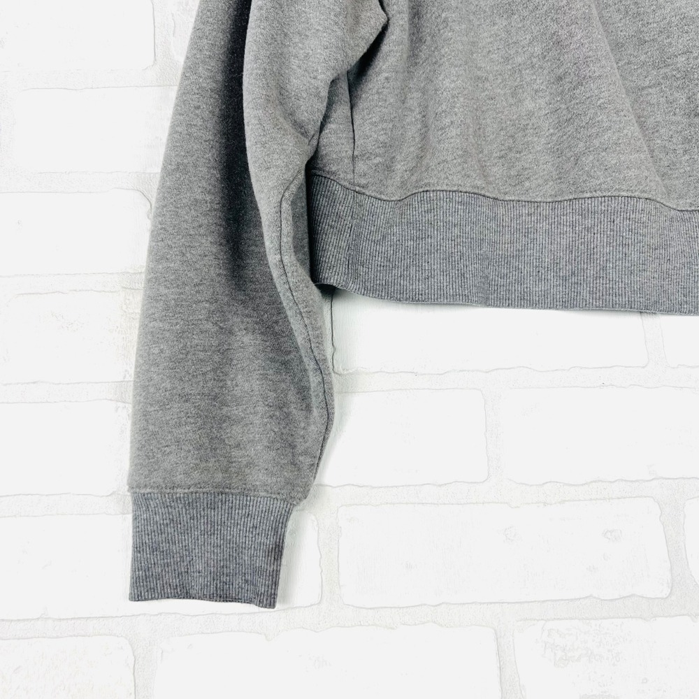 Gray Cropped Hoodie Drawstring Pullover Long Sleeve Casual Comfy xS - Picture 8 of 12